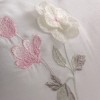 Lenjerie de pat roz și alb, broderii florale, 100% bumbac satinat, set 6 piese.
