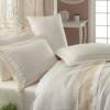 Lenjerie de pat Lace Ecru din satin ecru cu broderie și dantelă sofisticată, set Cotton Box