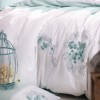 Lenjerie de pat Lena Mint alb și mentă cu broderii și aplicații 3D din bumbac satinat Cotton Box
