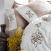 Lenjerie de pat Mira Beige bej și alb cu broderii și aplicații 3D din bumbac satinat Cotton Box