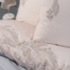 Lenjerie de pat brodata Cotton Box Sheen Grey din bumbac satinat gri si roz pudrat cu broderii delicate