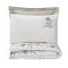 Set lenjerie de pat Cotton Box 3D Satin Brodat cu design floral alb