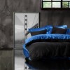 Lenjerie de pat din bumbac satinat albastru-negru Blue Black de la Cotton Box