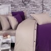 Lenjerie de pat premium satin de lux cu nasturi, Cotton Box, Fashion Stripe - Purple