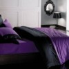 Lenjerie de pat premium satin de lux cu nasturi, Cotton Box, Purple Black