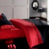 Lenjerie de pat Cotton Box din satin de lux, 6 piese, roșu și negru, cu broderii discrete și elegante