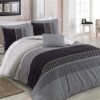 Lenjerie de pat Ranforce Bahar Eiffel V1 cu design modern în nuanțe de negru și gri decorată cu dungi și puncte geometrice