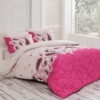 Lenjerie de pat Ranforce Bahar Klara roz și crem cu design paisley din bumbac