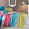Lenjerie de pat Ranforce Bahar Milly cu design modern cu dungi multicolore din bumbac