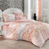 Lenjerie de pat Ranforce Bahar Mona roz deschis și alb cu design floral din bumbac