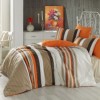 Lenjerie de pat Ranforce Bahar Touch V1 cu design modern în dungi verticale colorate