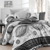 Lenjerie de pat dublu Blacky NR 165 cu design abstract în alb și negru.