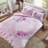 Lenjerie de pat din bumbac ranforce Canim cu design romantic, flori și fluturi, în nuanțe de roz, alb și albastru