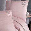 Lenjerie de pat Timeless, roz pudra cu cearsaf gri, din bumbac satin de lux, 6 piese, broderie 