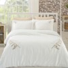 Lenjerie de pat din bumbac satinat Mihrimah Nazenin Home, set 6 piese, design elegant cu broderie, culori crem și bej.