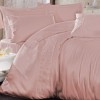 Lenjerie de pat satin brodat Nazenin Home Sare Roz Pudra, roz pudra cu dantelă fină, 6 piese, cearceaf roz pudra uni