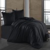 Lenjerie de pat neagră din bumbac satinat, set de 6 piese, pentru un decor modern și sofisticat