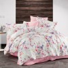 Lenjerie de pat Alice cu imprimeu floral colorat, din bumbac satinat 100%, set de 6 piese