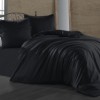 Lenjerie de pat Class Home Collection bumbac satinat negru, design simplu, 6 piese