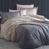 Lenjerie de pat multicoloră, model Calipso, cu design paisley în nuanțe de albastru și bej, set de 6 piese, Class Home Collection, 100% bumbac satinat.