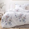 Lenjerie de pat satin de lux 6 piese Class Home Collection Herra Charm Floral cu imprimeu pastel pe fundal alb