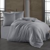 Lenjerie de pat satinată argintie Class Home Collection, bumbac 100%, set de 6 piese, cearșaf de pat și pilotă, fețe de pernă.
