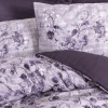 Lenjerie de pat model Willow Purple, design mov, material bumbac satinat, set 6 piese, flori delicate.
