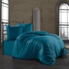 Lenjerie de pat albastru petrol din bumbac satinat Class Home Collection, model Petrol, set complet