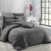 Lenjerie de pat Nazenin Home Antracit, design simplu cu dungi antracit, bumbac 100% satinat mercerizat