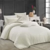 Lenjerie de pat Nazenin Home crem, 100% bumbac satinat, design simplu cu dungi
