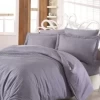Lenjerie de pat satin de lux Nazenin Home Line Gri, design simplu cu dungi fine, 100% bumbac satinat, set 6 piese