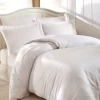 Lenjerie de pat satin de lux Nazenin Home Line Alb, design simplu cu dungi fine, 100% bumbac satinat, set 6 piese