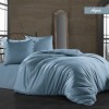 Lenjerie de pat Bahar Tekstil bumbac satinat albastru aqua, design simplu, 7 piese