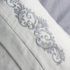 Set lenjerie de pat Biana Cotton Box cu broderie gri pe fundal alb-crem