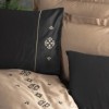 Lenjerie de pat Elisa Maro, bumbac satinat, broderie florală în nuanțe de maro și negru, set 6 piese