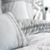 Lenjerie de pat Fedor, bumbac satinat, broderie elegantă în nuanțe de gri, set 6 piese