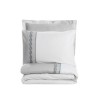 Lenjerie de pat Fedor, bumbac satinat, broderie elegantă în nuanțe de gri, set 6 piese
