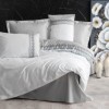 Lenjerie de pat Fedor, bumbac satinat, broderie elegantă în nuanțe de gri, set 6 piese