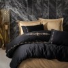Lenjerie de pat Cotton Box Gloria Gold cu broderie negru și auriu, bumbac satinat, 6 piese