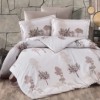 Lenjerie de pat Armada bumbac satinat bej și maro cu design elegant de copaci