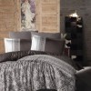 Lenjerie de pat Nobel maro și alb cu design paisley din bumbac satinat