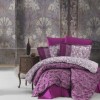 Lenjerie de pat din satin de lux mov-alb cu model paisley