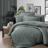Lenjerie de pat Jacquard Story Home Snazzy Moonmist Grey gri, model uni, bumbac satinat, 6 piese