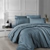 Lenjerie de pat Jacquard Story Home Stripe New Trend albastru, model cu dungi, bumbac satinat, 6 piese