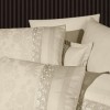 Lenjerie de Pat Satin de Lux VIP Moonlight, First Choice, Buhara, Jacquard Cappuccino cu Dantela