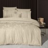 Lenjerie de Pat Satin de Lux VIP Moonlight, First Choice, Buhara, Jacquard Cappuccino cu Dantela