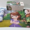 Lenjerie de pat Disney Tac Sofia the First, imprimeu colorat verde violet roz, Sofia și prietenii ei, 3 piese, bumbac.
