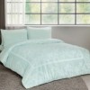 Lenjerie de pat din bumbac satin verde mentă cu broderie florală
