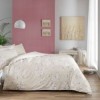 Lenjerie de pat Flora din satin bej cu design floral elegant, set Tac