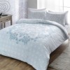 Lenjerie de pat Hazel din satin bleu cu design geometric elegant, set Tac